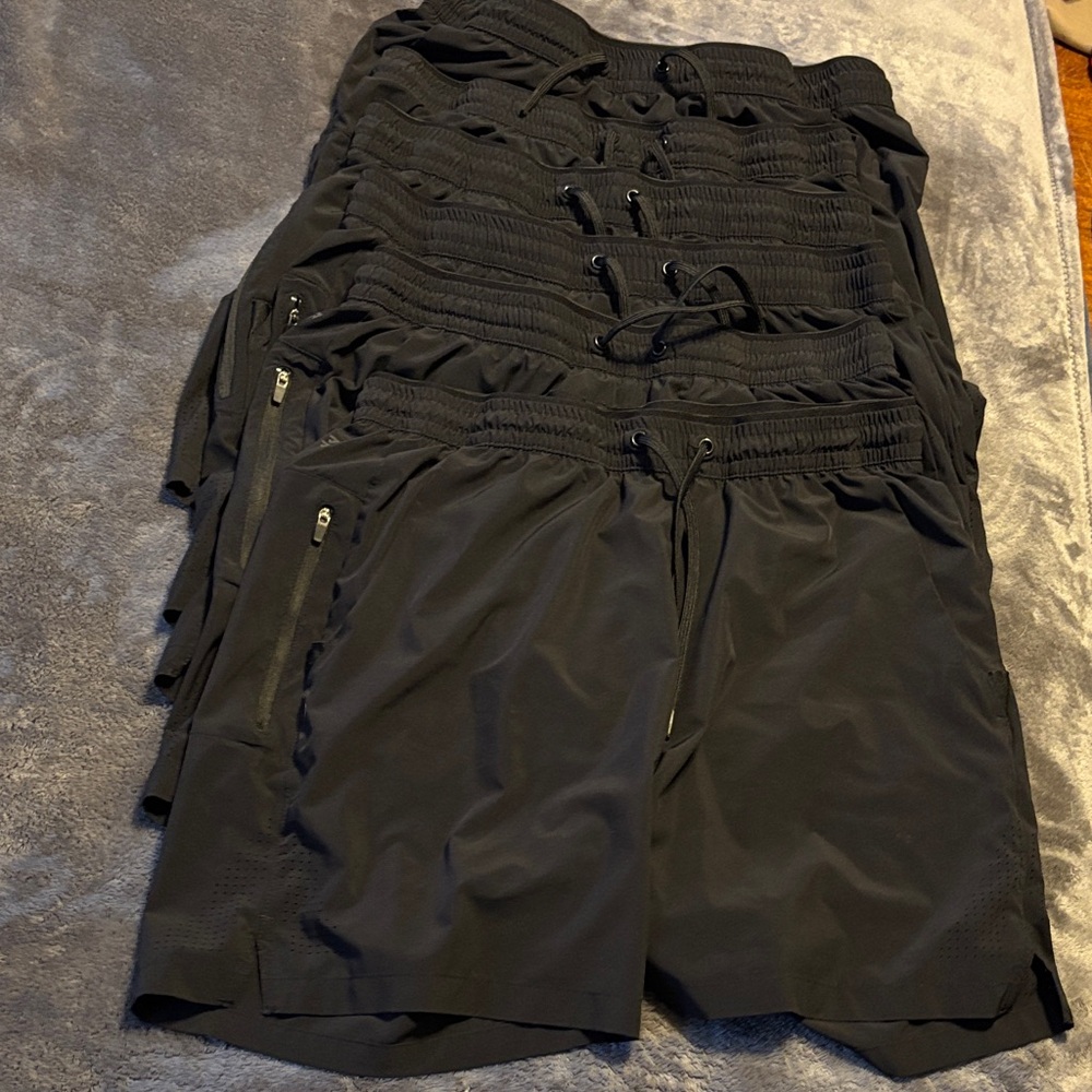 6 Pair Black Mens Shorts